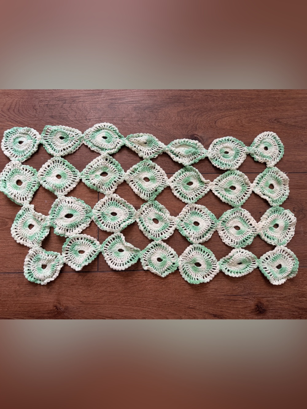 Handmade Green and White Crochet doily